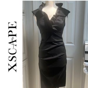 XSCAPE RUFFLE Neckline Cocktail Dress